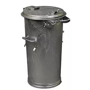 Rendszer hulladékgyűjtő rögzítőkonzol nélkül, zsanéros fedél, űrtartalom 65 l, átmérő x magasság 387 x 915 mm, tűzihorganyzott