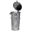 Rendszer kuka, fix, zárható fogantyú nélkül, csuklós fedél, űrtartalom 110 l, átmérő x magasság 476 x 905 mm, tűzihorganyzott