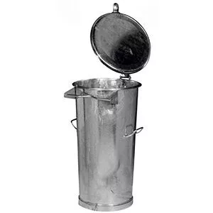 Rendszer kuka, fix, zárható fogantyú nélkül, csuklós fedél, űrtartalom 110 l, átmérő x magasság 476 x 905 mm, tűzihorganyzott