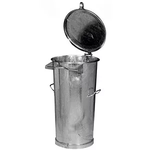 Rendszer kuka, fix, zárható fogantyú nélkül, csuklós fedél, űrtartalom 110 l, átmérő x magasság 476 x 905 mm, tűzihorganyzott