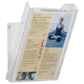   Prospektustartó asztalra vagy falra szerelhető, 1 rekesszel, din a4 méretben, töltési mélység 24 mm, szé x mé x ma 242x162x291 mm, 6 darabos csomag