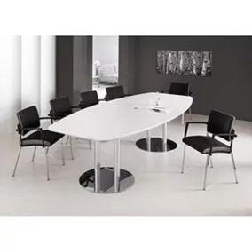   Tárgyalóasztal, 8 fő részére, széxméxma 2200x830/1030x745 mm, világosszürke asztallap, krómozott lábazat