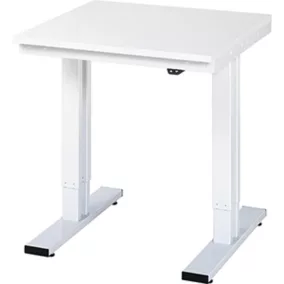   Elektromosan állítható magasságú munkaasztal, 22 mm vastag melamin asztallap, széxméxma 750x800x720-1120 mm, ral 7035, teherbírás 150 kg