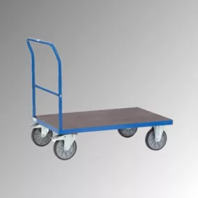   Tolókaros kocsi vízálló platformmal, rakodófelület hxsz 850x500 mm, külső méretek hxszxm 975x509x948 mm, teherbírás 500 kg, ral 5007 ragyogó kék