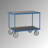 Asztalkocsi 2 vízálló rakodófelülettel hxsz 1200x800 mm, külső méretek hxszxm 1397x809x900 mm, teherbírás 600 kg, ral 5007 ragyogó kék