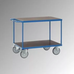   Asztalkocsi 2 vízálló rakodófelülettel hxsz 1200x800 mm, külső méretek hxszxm 1397x809x900 mm, teherbírás 600 kg, ral 5007 ragyogó kék