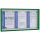 Vitrin, széxméxma 725x27x380 mm, 3xdin a4, zöld alumínium profilok, esg üveg, fehér hátlap, mágneses.