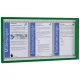 Vitrin, széxméxma 725x27x380 mm, 3xdin a4, zöld alumínium profilok, esg üveg, fehér hátlap, mágneses.