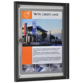   Vitrin, széxméxma 280x27x380 mm, 1xdin a4, antracit alumínium profilok, edzett üveg, fehér hátlap, mágneses.