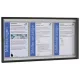Vitrin, széxméxma 725x27x380 mm, 3xdin a4, antracit alumínium profilok, edzett üveg, fehér hátlap, mágneses.