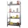 Kiskiszerelésű termék állvány 1x30 literes rekeszes tálcával és 3 rácsos polccal, széxméxma 1360x635x2000 mm, horganyzott, alsó rész