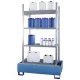 Kiskiszerelésű termék állvány 4 rácsos polccal és 1 csepptálcával ral 5015, űrtartalom 210 l, széxméxma 1060x635x2100 mm