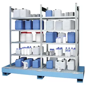  Kiskiszerelésű termék állvány 2x5 rácsos polccal és 1 csepptálcával ral 5015, űrtartalom 210 l, széxméxma 2085x635x2100 mm