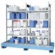 Kiskiszerelésű termék állvány 2x5 rácsos polccal és 1 csepptálcával ral 5015, űrtartalom 210 l, széxméxma 2085x635x2100 mm