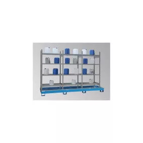   Kiskiszerelésű termék állvány 3x4 rácsos polcokkal és 1 csepptálcával ral 5015, űrtartalom 210 l, széxméxma 3200x635x2100 mm