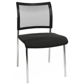   Rakásolható szék, ülés szélessége x mélysége x magassága 480x450x430 mm, teljes magasság 830 mm, 4 lábú krómozott váz, fekete hálós háttámla, fekete ülőpárna, 2 db-os csomag