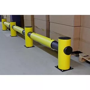 Közlekedési akadály, speciális műanyag, egysoros, végoszlop, magasság 500 mm, átmérő. 200 mm, sárga/fekete