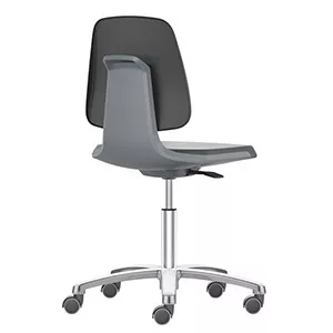 Forgószék rugalmas háttámlával és ülőfelülettel, zöld ülőfelület, fekete szövet ülés, görgők, ülésmagasság 450-650 mm