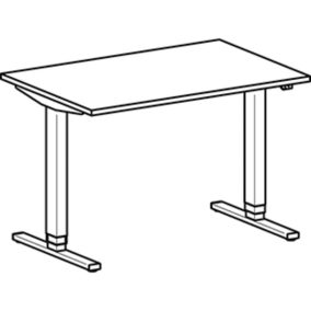   Íróasztal, elektromos magasságállítás, széxméxma 1200x800x650-1250 mm, 25 mm-es melamin asztallap, világosszürke/ezüst