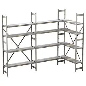 Rozsdamentes acél csavarmentes polcrendszer, kiegészítő rész, 4 polc, széxméxma 600x400x1800 mm, polcterhelés 150 kg