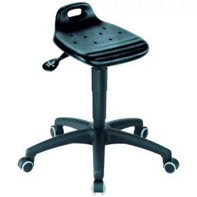   Munkaszék kerekekkel, fekete pu habból készült ülés, ülésmagasság 440-570 mm