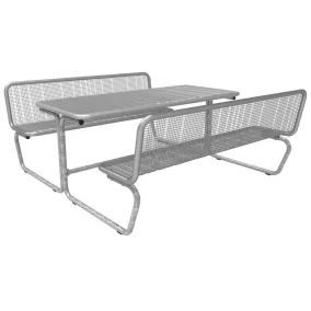   Ülőgarnitúra, amely a következőket tartalmazza: 2 háttámlás pad, dróthálóból készült ülőfelület, 1 asztal, dróthálóból készült asztallap, szélesség x mélység x magasság 1800x2076x827 mm, ral 9006