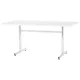 Asztal, széxméxma 1600x800x740 mm, krómozott t-láb váz, egyenes sínek, fehér hpl asztallap