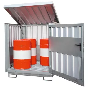   Veszélyes anyag tároló 4 db 200 literes hordóhoz, széxméxma 1535x1590x1710 mm, gyűjtőtérfogat. 230 l, horganyzott