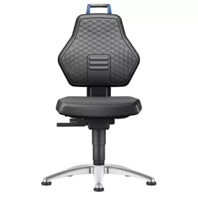   Munkahelyi forgószék, automatikus súlybeállítás, ergonómiai csomag, hordozófogantyú, fekete műbőr, csúszótalpak