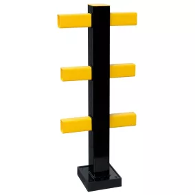   Középső oszlop, hibrid korlát, 100x100 mm, magasság 1040 mm, fekete műanyag bevonattal, pu ütközővel együtt