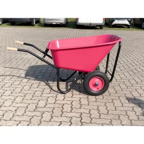   Kertikocsi, 280 literes vályú, 4 mm-es uv-stabil műanyag, rózsaszín, pneumatikus kerekek