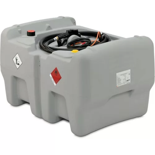 Mobil dízel töltőállomás, 440 l űrtartalommal, csuklós fedéllel, 24 v-os elektromos szivattyúval, 40 l/perc, áramlásmérővel, 8 m-es tömlődobbal, üzemanyagtöltő pisztoly