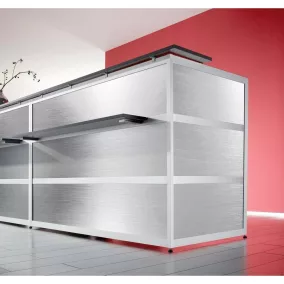   Egyenes toldópult, rozsdamentes acél felülettel, antracit asztallap, szé x mé x ma 1470x850x1100 mm