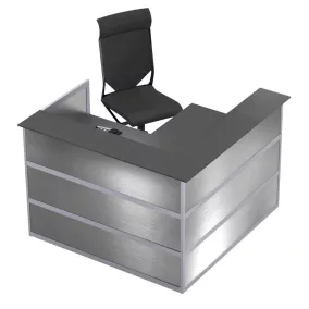   Sarokpult egyenes, rozsdamentes acél felülettel, antracit asztallappal, széxméxma 1500x1500x1100mm