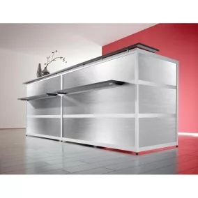   Alap + toldópult egyenes, rozsdamentes acél felülettel, antracit asztallapokkal, szé x mé x ma 2970x850x1100mm