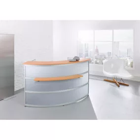   Kerek pult, ezüst színű mdf dekor, bükk asztallap, széxméxma 2200x850x1100mm