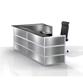   Kerek pult + 2 db hosszabbító, ezüst színű mdf dekor, bükk asztallap, széxméxma 4860x1380x1100mm