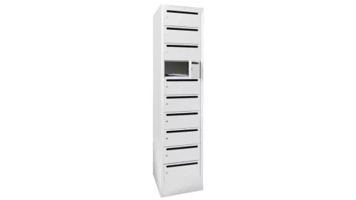 Levélelosztó szekrény, széxméxma 600x500x1850 mm, 2x10 rekesz, rekeszszélesség 300 mm, zár, alsó rész, ral 7035 világosszürke