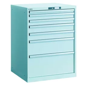   Esd fiókos szekrény, 2 fiók 1 x 50 mm, 1 x 150 mm, teherbírás/fiók 75 kg, széxméxma 459x612x283 mm, cilinderzár, ral 7035