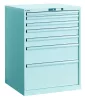 Esd fiókos szekrény, 7 fiókkal, 1x50 mm, 2x75 mm, 2x100 mm, 2x150 mm, tartó/fiók. 75 kg, szé x mé x ma 459x612x800 mm, cilinderzár, ral7035