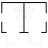 Szaniter konténer, szé x mé x ma 3050x2170x2490 mm, 2 helyiséggel, 2 wc-vel, 2 mosdóval, 1 piszoárral, padlóterhelés 500 kg/m², ral 9002 szürkésfehér