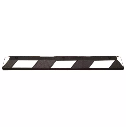 Parkolókorlát, fekete-fehér színben. újrahasznosított gumiból, fényvisszaverő csíkokkal., beleértve a dübelt is hxszxm 1800x150x100 mm