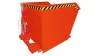 Forgácslerakó billenőkonténer, térfogata 0,6 köbméter, hxszxm 1390x840x905 mm, dobozos vályú, ral 3000 lángvörösre festve