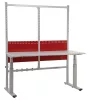 Expert light csomagolóasztal-készlet, elektromosan magasságállítható, széxméxma 2000x800x720-1220 mm, fehér alumínium/rubinvörös
