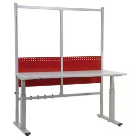   Expert light csomagolóasztal-készlet, elektromosan magasságállítható, széxméxma 2000x800x720-1220 mm, fehér alumínium/rubinvörös