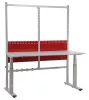 Expert light csomagolóasztal-készlet, elektromosan magasságállítható, széxméxma 2000x800x720-1220 mm, fehér alumínium/rubinvörös