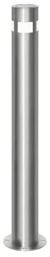 Rozsdamentes acél oszlopok, dübelezéshez talplemezzel, lámpafejjel/napelemes funkcióval, d 102 mm, talajszint feletti magasság 900 mm