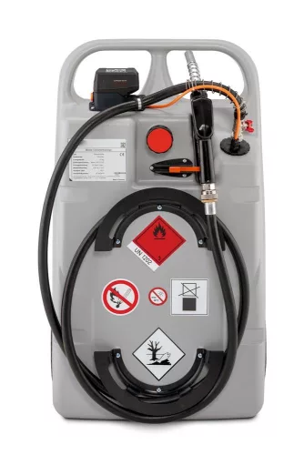 Dízel kocsi, térfogata 100 l, elektromos szivattyú 18 v, 25 l/perc, cas akkumulátor 18 v, 4 ah és töltő asc55, széxméxma 590x430x1000 mm