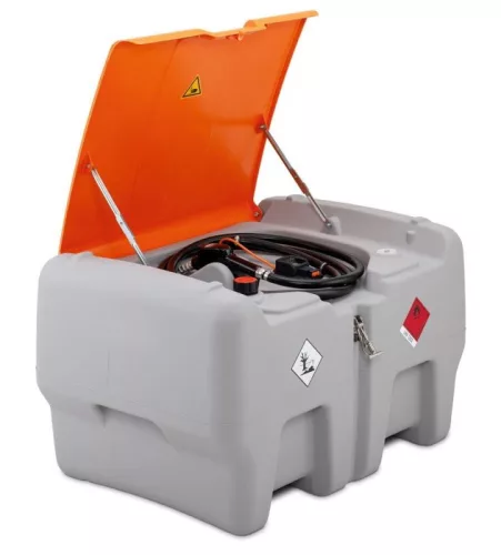 Mobil dízel töltőállomás, űrtartalom 440 l, csuklós fedél, elektromos szivattyú 12 v, 30 l/perc, akkumulátor és töltő nélkül asc55, széxméxma 1180x800x710 mm
