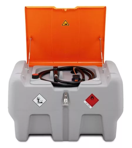 Mobil dízel töltőállomás, űrtartalom 440 l, csuklós fedél, elektromos szivattyú 12 v, 30 l/perc, akkumulátor és töltő nélkül asc55, széxméxma 1180x800x710 mm